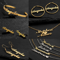 Collier personnalisé en acier inoxydable, chaîne de nom en acier inoxydable plaqué or 18 carats, bracelet et colliers à lettres arabes, tendance et raffinés