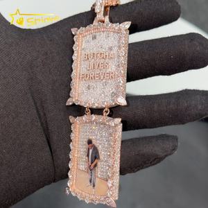 ラッパー ジュエリー 925 シルバー製 フルアイスアウト ヒップホップデザイン VVS モアサナイト ダイヤモンド モザイク インビジブルセッティング ドッグタグ ペンダント - Product Image 2