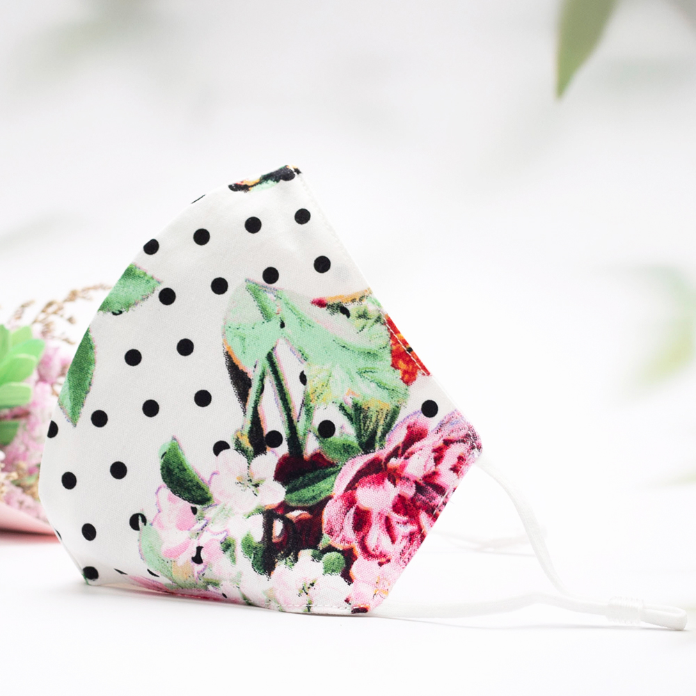 Hot Sale Nice Sweet Pot Dot Flowers Print White Soft Cotton Facemask Reusable Party Face Maskes Black Friday for Women