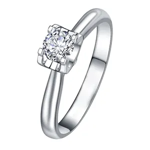 VFOOK Excellent Diamond 18K White Gold Natural Diamond Engagement Rings with 0.3CT 0.5CT F-G Color VS SI Clarity