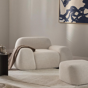 Nordic Simple One Seat Small Apartment Living Room Straight Row Teddy Fleece Fabric <strong>Sofa</strong> Villa Designer New Minimalist <strong>Cream</strong> - Product Image 4