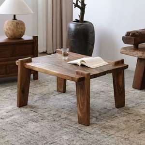 Table basse en bois d'orme massif style Wabi Sabi, table à thé pour salon, balcon, ou petite table de fenêtre. - Product Image 2