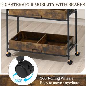 Scaffale in Legno, Marrone Vintage, con Ruote, per <span class=keywords><strong>Cucina</strong></span> o Vetrine di Supermercato, Adatto per Librerie e Espositori per Hobby - Product Image 5