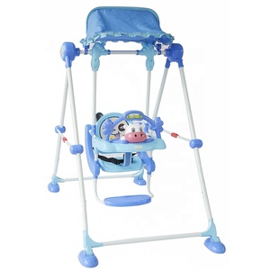 Altalena per Bambini BABYLAND con Design a Mucca, Altalena in Ferro con Tettuccio - Product Image 3