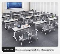 Table d'entraînement combinée pliable blanche avec roulettes pour salle de classe