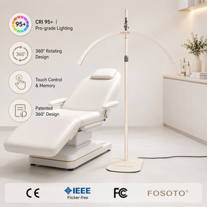 Lampada a Mezzaluna Dorata Multifunzionale Fosoto Luce per Video e Ciglia per Salone di Bellezza Trattamenti Viso Tatuaggi Fotografia e Lettino per Extension Ciglia - Product Image 1