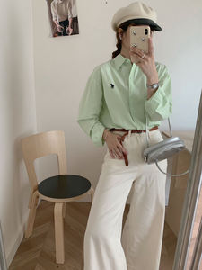 Camisa de Mujer con Estampado Animal Vintage, Ecológica, Transpirable, Tejida, para Uso Diario, Manga Larga, Cuello Camisero, Corte Holgado - Product Image 5