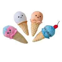 Jouet en forme de crème glacée en peluche avec couineur Jouet à mâcher grinçant doux et amusant pour chiens