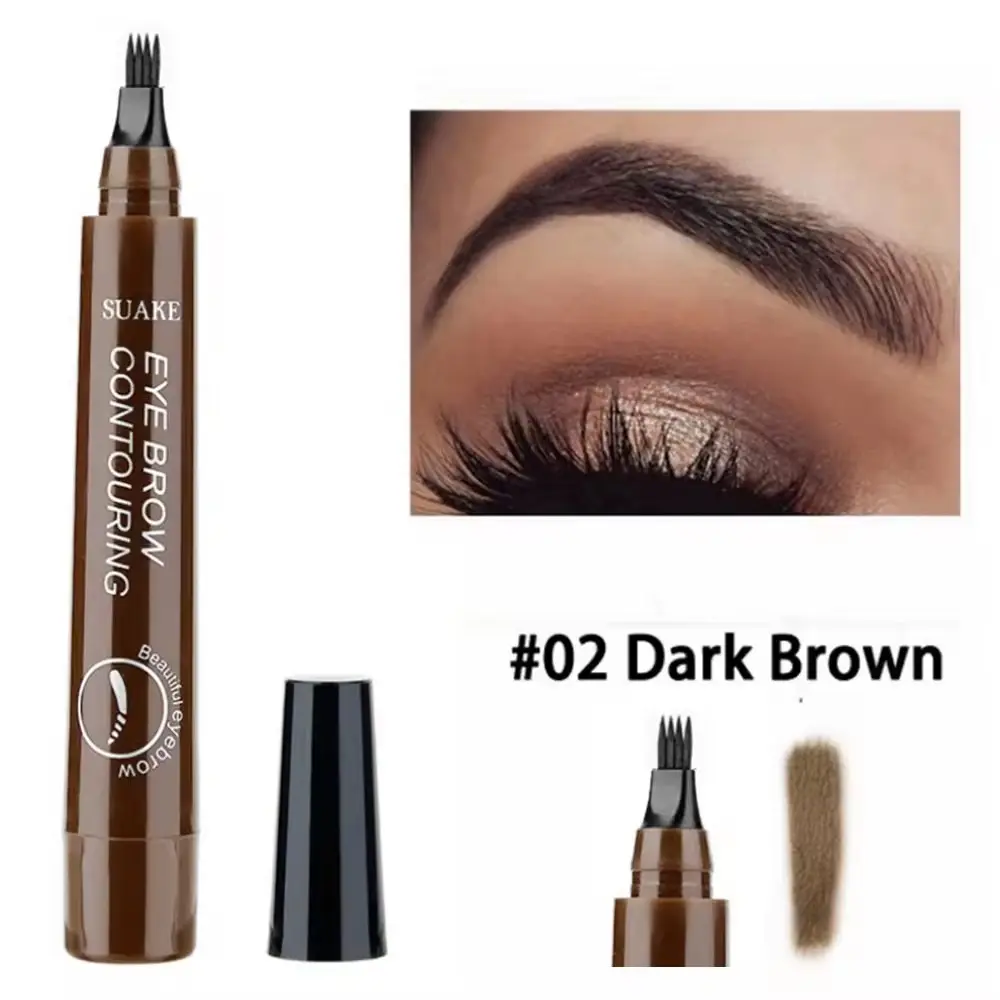 Microblading Eyebrow Pen 4 Fork Tip Tattoo Pencil Long Lasting Fine Sketch Brown Black Waterproof Four Tip Eyebrow Pencil