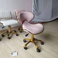 Mobilier de salon de manucure salon de coiffure petit technicien chaise tabouret luxe en cuir rose hauteur réglable pédicure tabouret