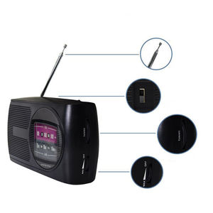 Radio AM FM portable classique noire personnalisée avec poignée, haut-parleur intégré, réglage analogique, radio rétro pour les personnes âgées et l'usage quotidien - Product Image 6