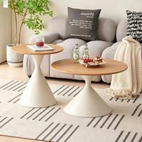 Ensemble de tables basses rondes modernes, table d'appoint à base conique en forme de sablier, table d'appoint de canapé pour petit espace
