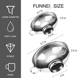 Mini <b>Large</b> and Small Wide and Regular <b>Jars</b> Stainless Steel Funnel for Oil Canning Kitchen Use - Product Image 2