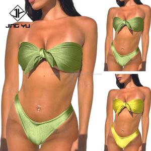 Traje de Baño Bikini Personalizado y Ropa de Playa, Conjunto de Bikini sin Tirantes, Traje de Baño Bandeau con Lazo en el Pecho, Bikinis de Dos Piezas - Product Image 2