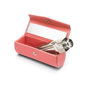 Custom Logo PU Leather Mini Lipstick Case Holder <b>Storage</b> Box With <b>Mirror</b> for Purse - Product Image 1