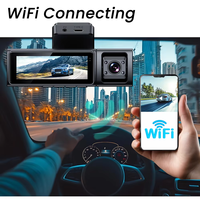Caméra embarquée 4K 2160p 3,2 pouces à 3 canaux avec vision nocturne, enregistrement en boucle, capteur G et Wi-Fi via application