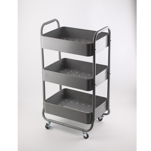 Chariot de rangement mobile à 3 niveaux Chariot de papeterie en métal - Product Image 4