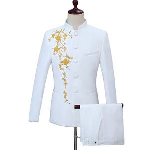 남자의 중국 세트 2 세트 절묘한 자수 결혼식 연회 호스트 성능 세트 세트 <span class=keywords><strong>MAO</strong></span> 세트 - Product Image 1