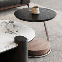 AJUNION Table basse nordique de luxe avec dessus en marbre Table basse à double imbrication Table de centre de meubles de salon pour la maison