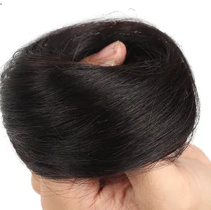 Penjualan Terbaik Rambut Manusia Bun Ekstensi Scrunchies 1PC Lurus Keriting Lembut Alami Berantakan Chignons untuk Wanita