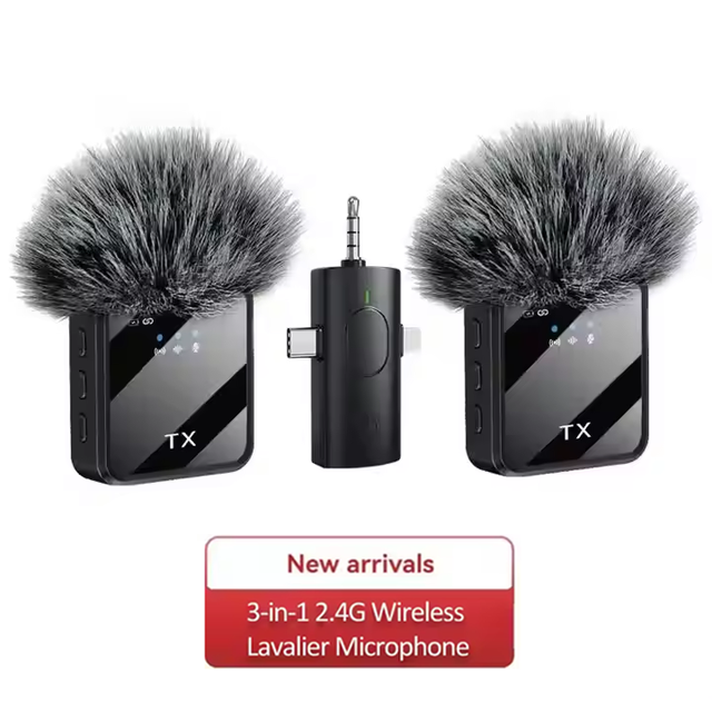 2 Portable 2.4G USB Mini Wireless Lavalier Mic Phone Camera PC Live Stream Recording Noise Reduction Conference Microphone
