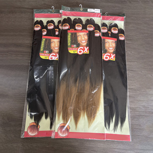 Extensions de tresses synthétiques 6X pré-étirées en gros, style Yaki <span class=keywords><strong>africain</strong></span>, pour tressage facile - Product Image 2