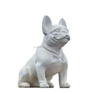 Folk Art Style French Bulldog Statue Sitting Resin Dog Animal Decorative Sculpture for Garden or Home Living Room Decor