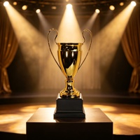 Trophées créatifs pour événements sportifs, coupes de football, événements d'entreprise personnalisés, commémoratifs, gravés, en métal, avec base en bois, écologiques