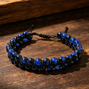 <span class=keywords><strong>Bracelet</strong></span> pour homme en œil de tigre naturel, double rangée de perles, ajustable, avec nœud coulissant en macramé, <span class=keywords><strong>bracelet</strong></span> en cristal de guérison - Product Image 3