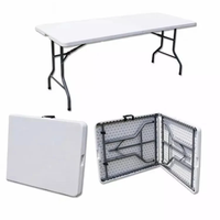 Table-banc pliant rectangulaire en plastique blanc de 6 pieds, réglable, étanche, pour hôpital, cour, camping, salle à manger, usage industriel - Vente en gros
