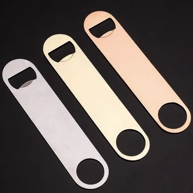 Custom Logo Brand Bar Stainless Steel Opener Bar Blade Gold Rose Black Blank Flat Beer Bottle Opener