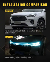 12V Çift Renkli Kehribar Beyaz Switchback Dinamik Tarama Başlatmalı IP65 Su Geçirmez 5050 LED Çipli Araba Kaputu Işık Şeridi Gündüz Farı Sinyal Lambası