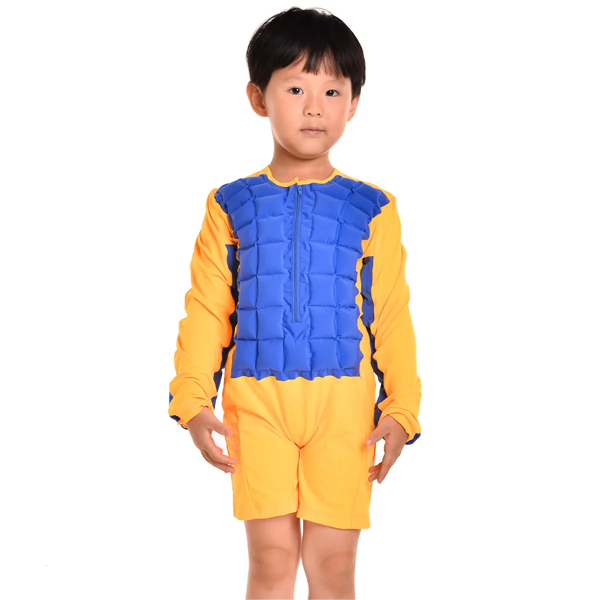 Swimming Pool Baby Inflatable Water Float Long Sleeve Swimsuit Summer Training Swimwear Kids 1 Piece Floating Swim Suits