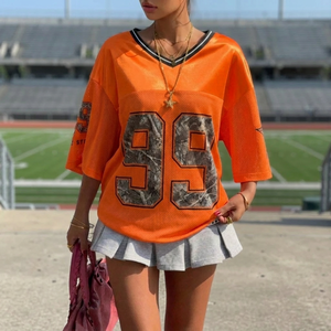 Maillot de football en maille 100% polyester, col en V, unisexe, manches courtes, séchage rapide, protection UV personnalisée, chemises d'été - Product Image 1