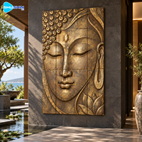 Sculpture murale Bouddha en bronze Zen, moulée à la cire perdue, décoration religieuse en métal, sur mesure pour villa, hôtel, spa, cour, jardin de méditation