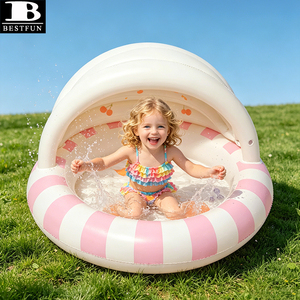 <span class=keywords><strong>Piscina</strong></span> <span class=keywords><strong>Inflable</strong></span> <span class=keywords><strong>para</strong></span> Bebés <span class=keywords><strong>con</strong></span> Toldo, PVC Reforzado, Color Rosa Cereza, Piso Suave <span class=keywords><strong>para</strong></span> Jugar al Aire Libre en el Patio Trasero - Product Image 3