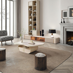 <span class=keywords><strong>Tavolino</strong></span> <span class=keywords><strong>da</strong></span> Caffè Moderno e Semplice in Stile Crema, Design Wabi-Sabi con Piano Irregolare a Nuvola per Soggiorno - Product Image 1