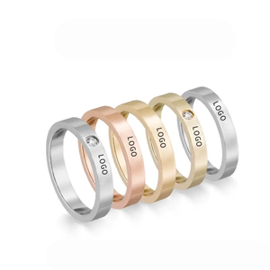 RFJEWEL Anneaux de couple gravés au laser en acier inoxydable-Nom personnalisé empilable, micro-pavé anti-ternissement cadeau de mariage - Product Image 3