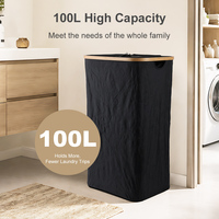 Panier à linge pliable en bambou grande capacité avec couvercle, idéal pour le rangement des vêtements (ODM/OEM)