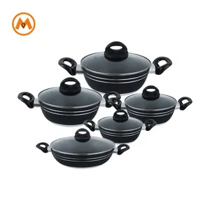 10pcs Cooking Pots and Pans Cookware Set with Glass lid outside cooking