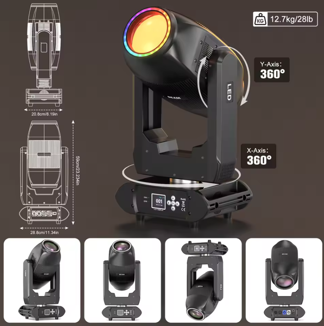 300W Dual-head LED Beam Moving Head Lights DMX512 Stage Light Projector for DJ Disco Party Wedding Nightclub Christmas