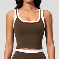 Nieuw tweedelig splitvest met kleurcontrast, naakt gevoel, sportbeha, bovenkleding, hardloop-, yoga- en fitnesstop voor dames