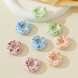 Boucles d'oreilles tendance en acrylique, clips circulaires pour femmes, couleur macaron, fausses manchettes d'<span class=keywords><strong>oreille</strong></span> rondes sans <span class=keywords><strong>piercing</strong></span>, bijoux cadeaux - Product Image 2