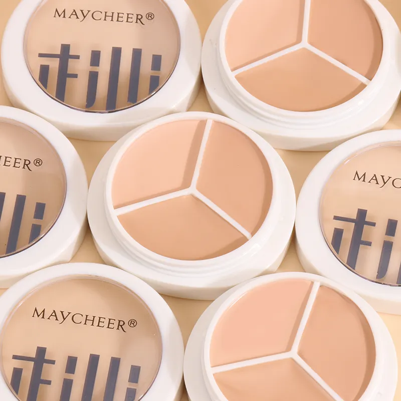 Maycheer 3 Colors Concealer Custom Private Label Professional Makeup Vegan Matte Cream Concealer Palette