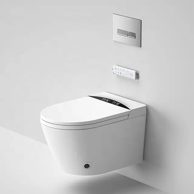 hidden water tank european wall mounted intelligent toilet wash down electric bidet toilet bathroom wall hung smart toilets