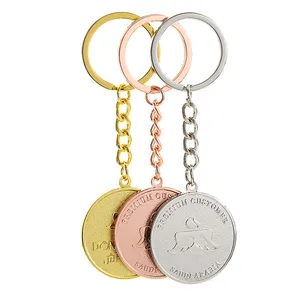 Luxury Gold Silver Rose Gold Emboss Key Chain 3d Round Shape Plain Logo Custom Key Chains For Women