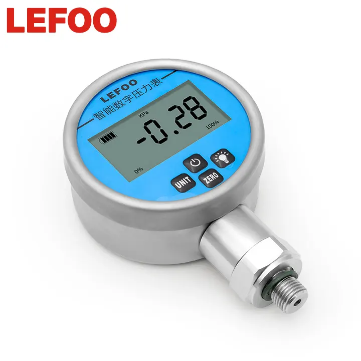 LEFOO Battery powered portable LCD digital display air vacuum pressure meter gauge with light