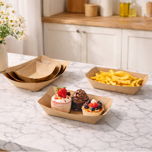 Bandeja de Papel Kraft Personalizada al por Mayor, Caja de Almuerzo Desechable Resistente al Aceite para Comida para Llevar, Empaque para Comida Rápida - Product Image 4