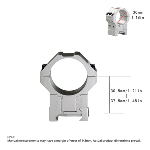 Anneaux de lunette BANGBANG - Hauteur centrale réglable de 1,21 à 1,48 pouces pour tube de 30 mm pour sports de plein air (Argent) - Product Image 3