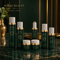 Ensemble de soins de la peau en verre vert émeraude de luxe avec logo personnalisé, flacon pompe pour lotion 30ml-150ml, flacons cosmétiques imprimés à l'écran